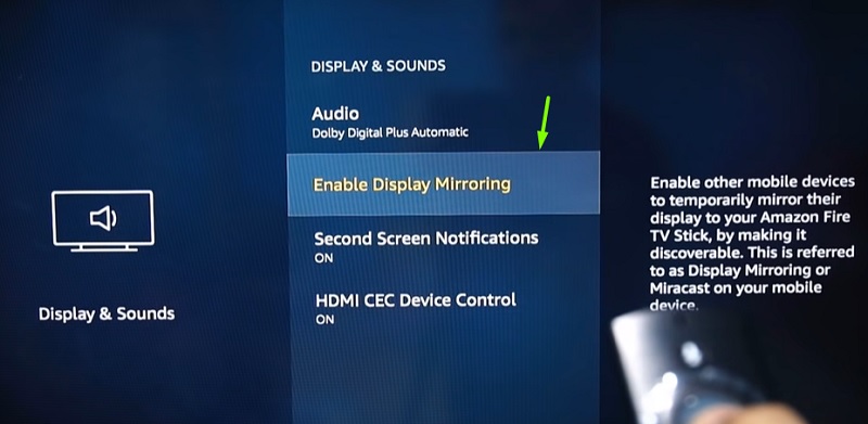 Enable display firestick mirroring