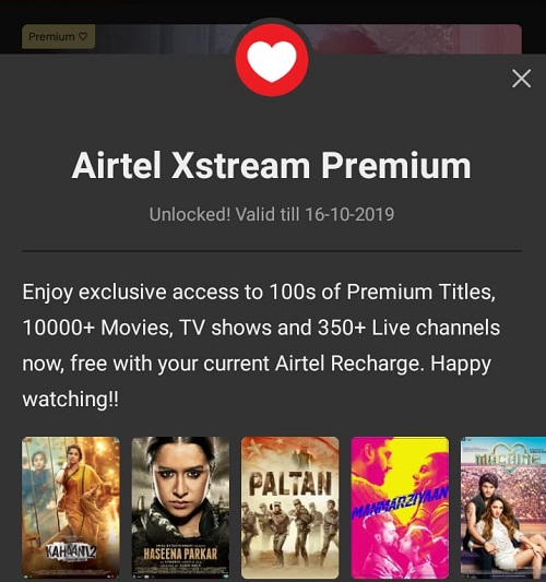 Airtel Xstream app premium