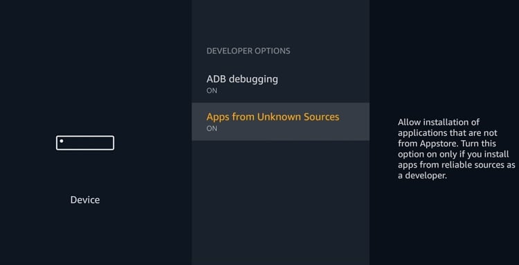Apps from unknown sources