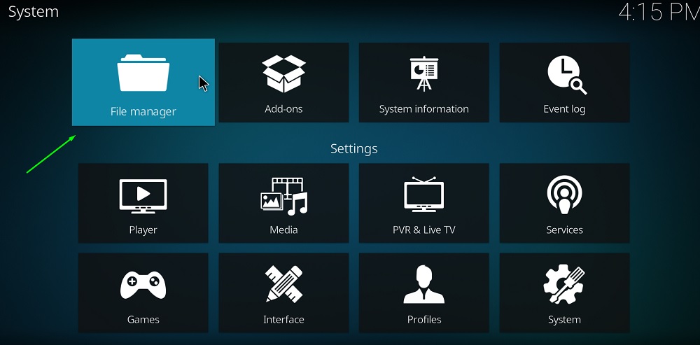 system settings on Kodi