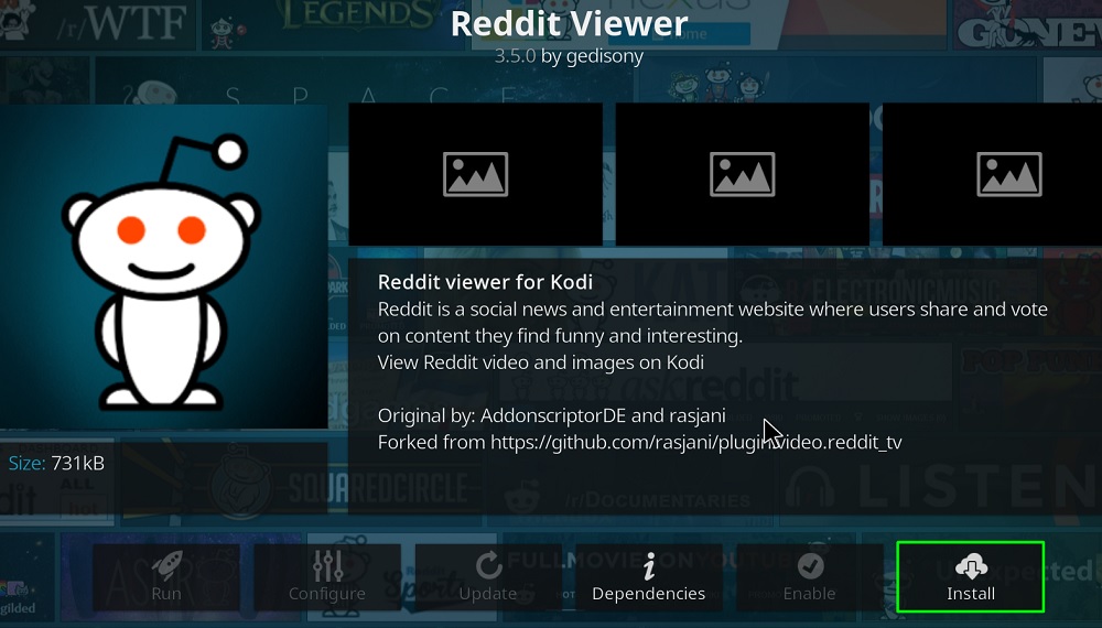 how to install reddit on kodi