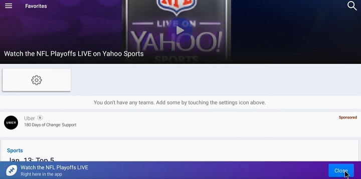 Yahoo Sports App on Firestick