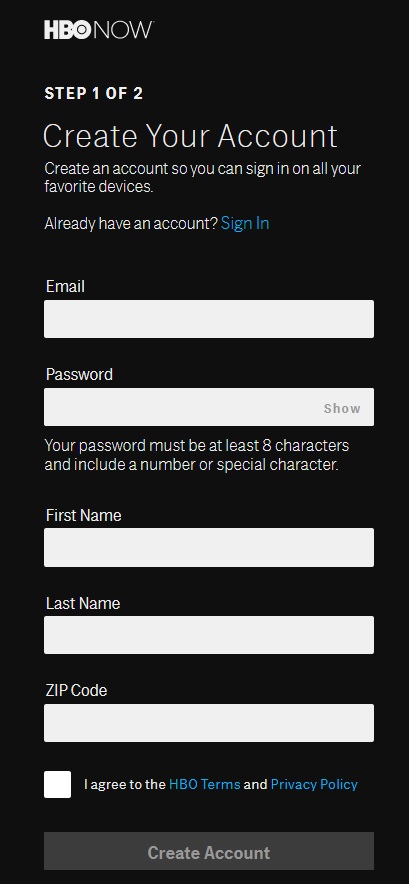 How to Setup HBO NOW account