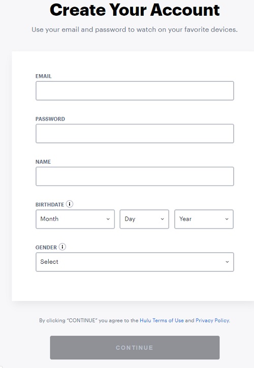 create account on hulu