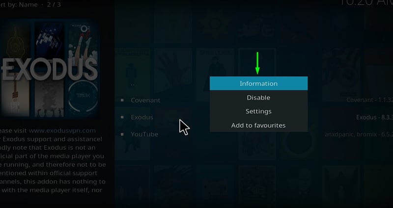 how to update exodus kodi