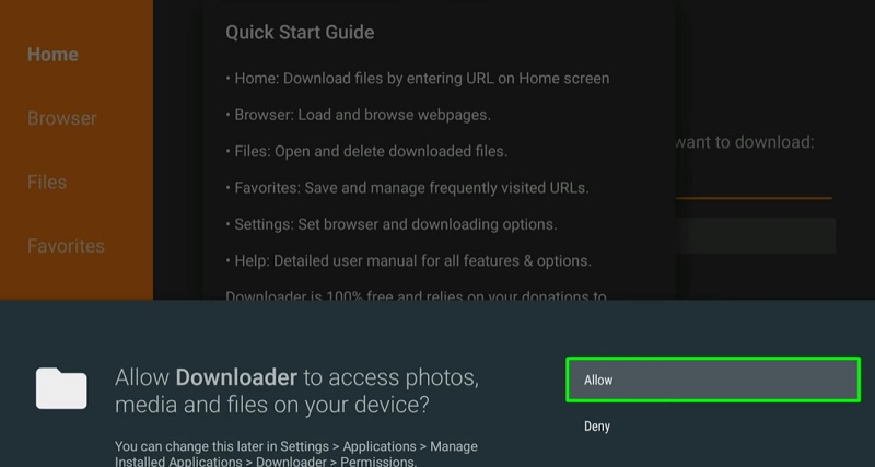 allow downloader app for firestick