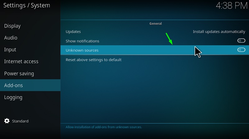 unknwon sources on kodi