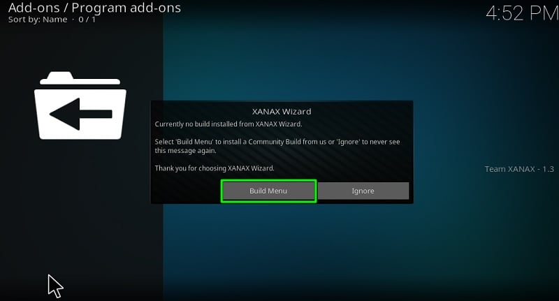 xanax build menu