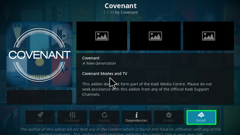 Install Covenant Kodi Addon