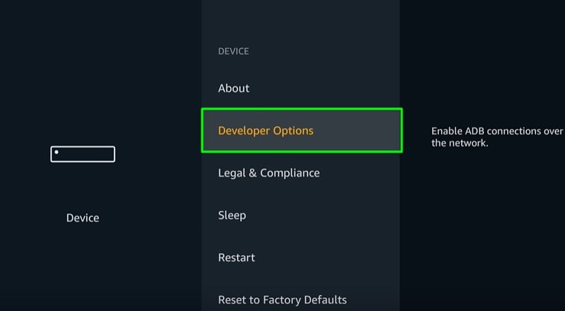 Developer options on firestick 