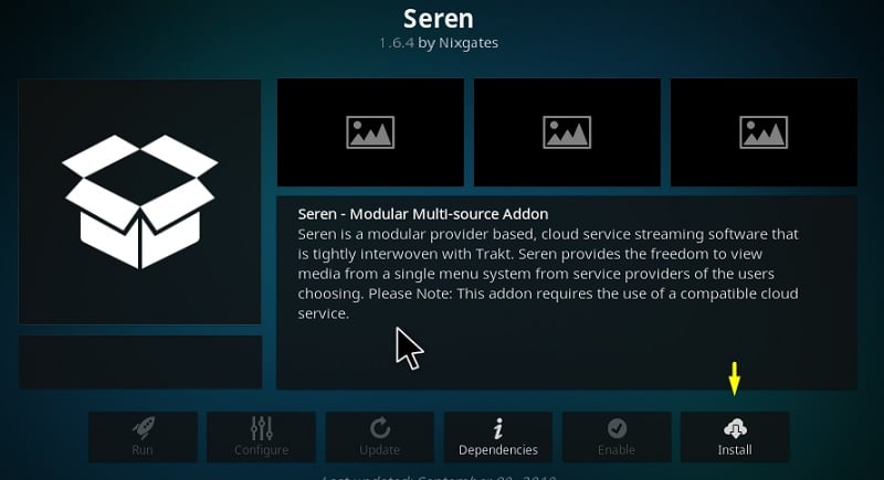 Install seren kodi addon