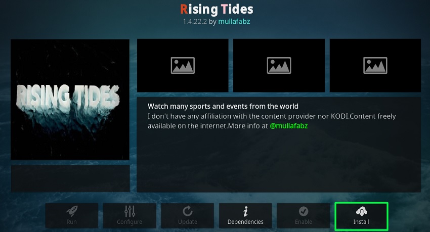 how to install rising tides addon on kodi