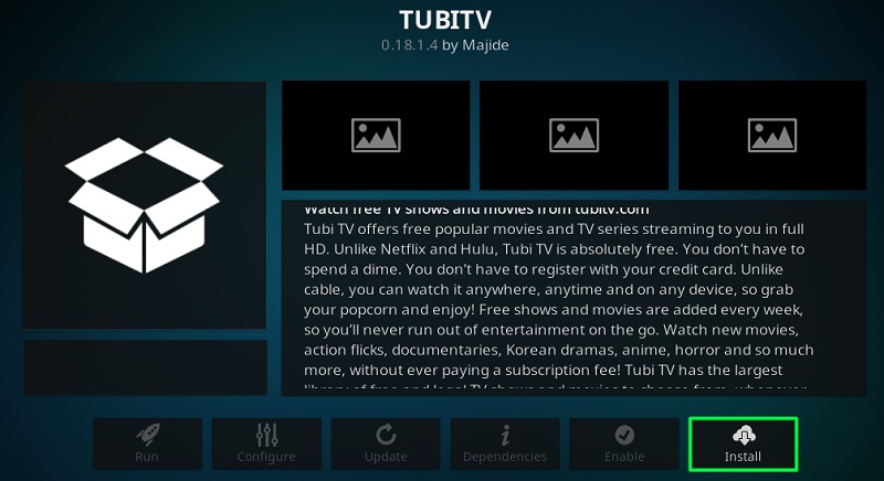 how to install tubitv kodi addon